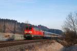 218 444 mit EC 196 bei Biessenhofen (20.02.2007)