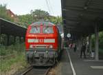 218 486-9 am 11.08.2008 mit einer RB nach Lbeck Hbf in Lbeck-Travemnde Strand.