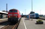 Am 12.8.2009 fand in Lindau am schnen Bodensee dieses Treffen zwischen der 218 166-7 von der RAB und der 223 067 von der Vogtlandbahn statt.