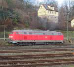 218 139-4 (mit LED) rangiert am 28. Dezember 2012 in Kronach.
