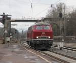 Seit langem auch mal wieder gesehen: 218 387-9. Sie kam am 13.04.2013 als Tfzf in Richtung Norden durch Eichenberg.