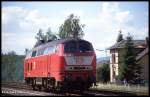 Solo war am 26.5.1990 um 10.37 Uhr in Alsenz die 218388 in Richtung Bad Kreuznach unterwegs.