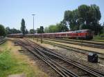 BR 218 431-5 und BR 218 469-5 stehen jeweils mit ihrem RE in Lindau auf dem Abstellgleis und legen beide eine Pause ein am 10.06.2015