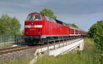 219 117-9 verlässt Mühlhausen über die Unstrutbrücke Ri. Leinefelde, Juni 2001, Negativ Scan