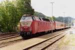 219 101-3 am 27.06.2000 im Bahnhof Blankenstein (Saale).
gescantes Foto