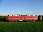 Am 18.05.13 fuhr die 03 1010 von Berlin nach Neuenmarkt-Wirsberg zum Dampfloktreffen. Hier die Rckfahrt in Pausa/V. mit Schublok 119 158.