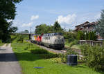 V 270.09 mit zwei weiteren Loks(alle SGL) auf der KBS 760 in Metzingen  Richtung Plochingen.(16.8.2017).