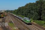 Immer ein Foto wert ist die V200 von Reuschling mit dem Aluzug, der einmal mehr am 23.7.2012 unterwegs ist und gleich Duisburg-Wedau hinter sich gelassen hat