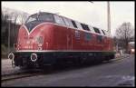 Eisenbahn Fahrzeug Schau am 5.4.1992 in Menden im Sauerland: Gastlok in Menden war auch V 200033 aus Hamm.