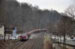 V270.10 (92 80 1221 124-1 D-SGL) mit Schotterzug 92186 beim Schottern am 23.03.2013 in Amberg (Strecke Amberg - Schnaittenbach)