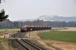 V270.10 (92 80 1221 124-1 D-SGL) mit Schotterzug 92188 am 23.03.2013 bei Hirschau (Strecke Amberg - Schnaittenbach)