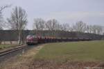 V270.10 (92 80 1221 124-1 D-SGL) mit Schotterzug 92188 am 23.03.2013  bei Schweighof (Strecke Amberg - Schnaittenbach)