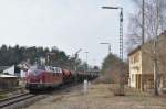 V270.10 (92 80 1221 124-1 D-SGL) mit Schotterzug am 23.03.2013 in Hiltersdorf