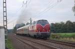 V200 116 mit Sonderzug und Dampflok 41360  Lady of Bismarck  am 21.09.2013 durch Langenfeld.