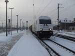 Am 29.01.2012 fuhr 223 143 der NRS mit einem leeren Holzzug durch Stendal in Richtung Berlin.