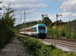 Die 223 064 mit einem ALEX nach Prag am 12.08.2012 bei der Durchfahrt in Freihls.