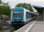 223 067 mit ALX in Richtung München Hauptbahnhof. Aufgenommen am 05.05.2015 in Oberschleißheim.