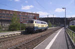 215 004-3 (9280 1225 004-1 D-ASLVG) hat eine Gleisstopfmaschine nach Merzig Saar gebracht. Jetzt geht es zurück nach Stassfurt. Bahnstrecke 3230 Saarbrücken - Karthaus in Mettlach am 23.04.2017