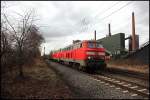 225 150 und 225 018 brummen mit einem Stahlzug von Oberhausen nach Bochum. (24.02.2010)

