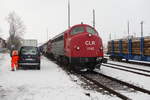 Dänische NOHAB MY 1142 mit Holzzug in Leinefelde am 13.01.2021