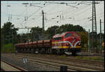 Altmark-Rail 1131 (NOHAB MY 1131) beförderte am 13.10.2024 Seitenkippwaggons von Bebra nach Nürnberg Rbf über die Siebenbogenbrücke in Fürth/Bay. Das schwarze Trauerband  Danke Micha!  erinnert an den im Mai 2024 verstorbenen Altmark-Rail Firmengründer Michael Frick.