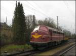 NOHAB 1151 rangierte am 17.11.2015 im Bahnhof Hasbergen einen Flachwagen Zug zusammen.