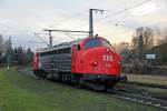 Nohab 227 003 / 1131 der EBS bei der Durchfahrt in Baunatal Guntershausen in Richtung Kassel. 17.12.2015 (Video folgt von der Ausfahrt)