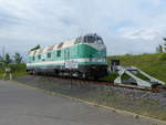 Die Denkmallok ITL 118 003 am 09.06.2020 bei der ITL in Pirna. Von der Straße aus fotografiert.