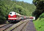 Am 23.08.20 fuhr 118 757-4 (PRESS) einen Sonderzug (1820) von Chemnitz Hbf nach Katzhütte. Hier ist der Zug in am Endpunkt in Katzhütte zu sehen.