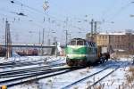 ITL 118 001 mit Rammzug beim Umsetzen am 12.01.09 in DF