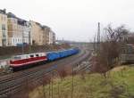 118 770-7 beim Rangieren am 28.01.16 im Starkregen in Plauen/V. oberer Bahnhof.