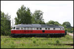 232154-5 stand frisch überholt am 1.6.2007 im Freigelände des AW Cottbus. Die Lackierung der Lok lässt auf ein privates Unternehmen schließen.