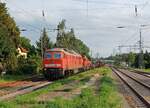 DB 232 255-0 + 265 002-6 mit einem Güterzug Richtung Großheringen, am 25.08.2023 in Jena-Göschwitz.