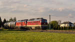 Der Kesselzug mit Doppelludmilla wurde am 10. Mai 2017 kurz vorm Bahnhof Mehltheuer abgelichtet. 232 238-6 + 132 109-0 gaben sich die Ehre. 