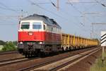 232 141-2 am 17.06.2019 mit Schotter-Containerzug in Dedensen/Gümmer.