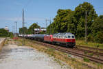 Am 14.06.2023 rollte die 232 189 mit 145 053 und einem Kesselzug aus Seddin, in den Bahnhof von Miltzow herein.