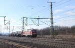 DB 232 571-0 mit einem Kesselwagenzug von Emleben nach Erfurt Gbf, am 28.02.2023 in Neudietendorf.