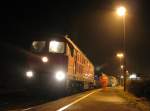 Am Samstag, den 8.03.2008 gegen 23:40 Uhr kam 232 595-9 mit dem Trafo-Zug aus Nrnberg in Goldshfe auf Gleis 1 Jagst an.