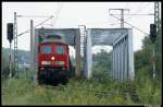 232 174 + 232 330 mit FZ 53212 berquert gerade die Warnow in Richtung Wismar. 26.08.08
