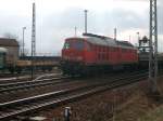 Hier verlt eine 232 der DB mit einen Schwellenganzzug Arnstadt HBF in Richtung Neudietendorf.Aufgenommen am 5.4.2010