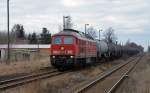 232 668 zog am 25.02.12 einen Kesselwagenzug durch Pegau Richtung Zeitz.