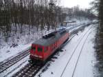 232 569-4 Lz bei der Ausfahrt in Marktredwitz am 15.02.13 Richtung Hof.