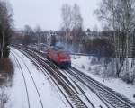 232 569-4 Lz bei der Ausfahrt in Marktredwitz am 15.02.13 Richtung Hof.