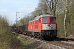 232 905-0 (Railion DB Logistics) fhrt am 18. April 2013 um 17:09 Uhr mit einem Gterzug durch Ratingen Tiefenbroich