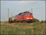 Br 232 362-4 mit ein paar Wagen von der Dngemittelfabrik aus Poppendorf zum Seehafen Rostock. Aufgenommen am 20.9.06 in Bentwisch