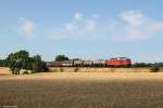 232 668 mit Güterzug am 21.07.2014 bei Bredstedt.