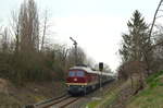 132 293-2  EBS Erfurter Bahnservice Gesellschaft mbH mit dem Rotkäppchen-Express I  (Neustadt Orla - zur Winzerstadt Freyburg) von Karsdorf nach Laucha an der Unstrut 24.03.2019