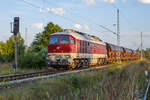 NRE 132 426 für Triangula mit Getreide von Kämmereiforst nach Mukran, kurz vor dem Ziel aufgenommen im Bft Mukran West am 25.07.2022.