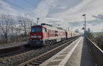 233 112-2 ist mit seinen leeren Gipszug am 10.01.2018 in Richtung Würzburg/M.Unterwegs,abgelichtet in Buchbrunn-Mainstockheim.