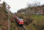 233 232 fuhr mit 261 012, 261 041 und 261 093 am 24.02.23 von Halle nach Saalfeld.